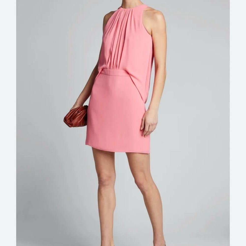 NWT Halston Heritage Shirred Front Sleeveless Georgette Mini Dress Women's Sz. 6